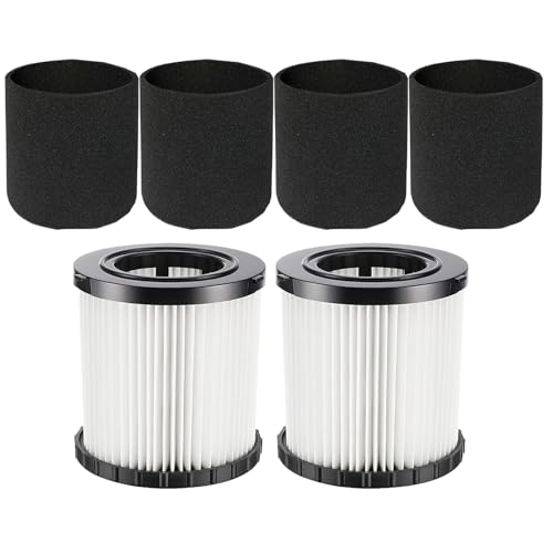2 PK DCV580H DCV581H Replacement Filter for Dewalt DCV5801H 20V Wet/Dry VAC - size: 2 Pcs DCV581H Vacuum Filter and 4 Pcs Foam Filter