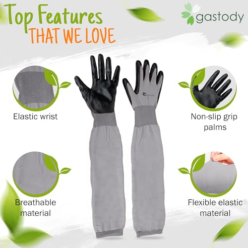 Long Sleeve Gardening Gloves for Women & Men, Long Cuff Garden Gloves - color: Black and Grey, size: Small