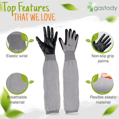 Long Sleeve Gardening Gloves for Women & Men, Long Cuff Garden Gloves - color: Black and Grey, size: Medium