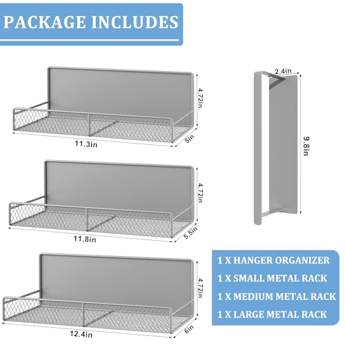 DTUQYX Magnetic Shelf for Washing Machine 4-Pack: Widen Magnetic Laundry Organizer (5"-6") with Hanger Organizer, Strong Magnet, Rust Proof, Heavy Duty Magnetic Spice Rack for Refrigerator (Grey) - color: Grey