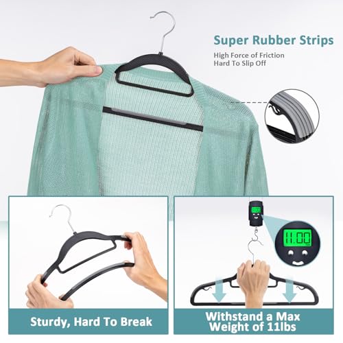 30-Pack Plastic Clothes Hangers, Space Saver, Non Slip, 360° Swivel Hook, 0.2 Inches Slim, Sturdy Heavy Duty Coat Hangers, Durable Hangers for Suits, Black and Dark Gray - color: Black and Dark Gray, size: 30 pack