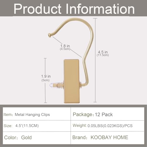 Boot Hangers 4.5" Metal Outfit Hanger Gold Hanging Clips for Gloves Shoes Laundry Hooks Hair Extension Wigs Clips Portable Home Travel Hangers for Hat, Towels, Bras, Socks 12Pack - color: Gold