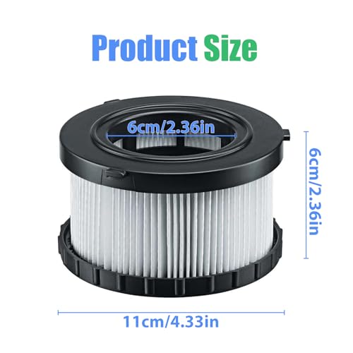 2 Pack DC5151H HEPA Filter Replacement Compatible with DEWALT DC515 DCV517 DCV517B Wet Dry Vacuum - Washable Reusable with 1 Cleaning Brush