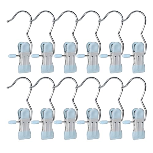 15/30Pcs Upgrade Double Head Clamp Dipped Clothespin for Laundry Hooks with Clips, Boot Holder, Hanging Clips, Portable Multifunctional Hangers Single Clip Space Saving for Jeans, Hats (15, Blue) - color: Blue