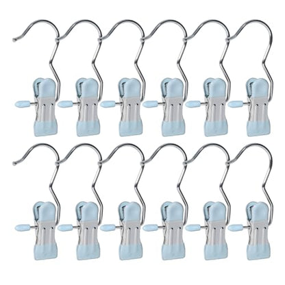 15/30Pcs Upgrade Double Head Clamp Dipped Clothespin for Laundry Hooks with Clips, Boot Holder, Hanging Clips, Portable Multifunctional Hangers Single Clip Space Saving for Jeans, Hats (30, Blue) - color: Blue