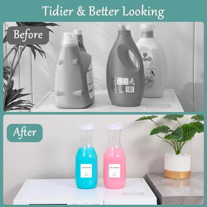 54 OZ Laundry Detergent Dispender BY VEGEVIGI, 54OZ Laundry Soap Disepenser, Liquid Laundry Detergent Container Organizer, Plastic Fabric Softener Dispenser, Powder Detergent Dispenser, 2PACK - color: 2p