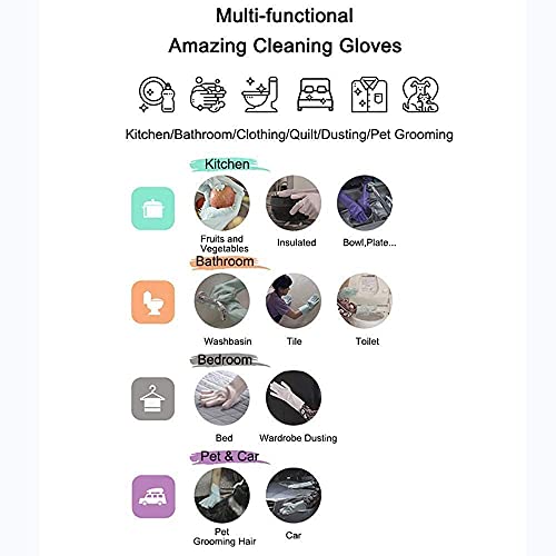 Silicone Dishwashing Gloves, Pet Grooming Rubber Scrubbing for Dishes, Sponge Wash Cleaning with Scrubbers (13.6" L) - color: Purple
