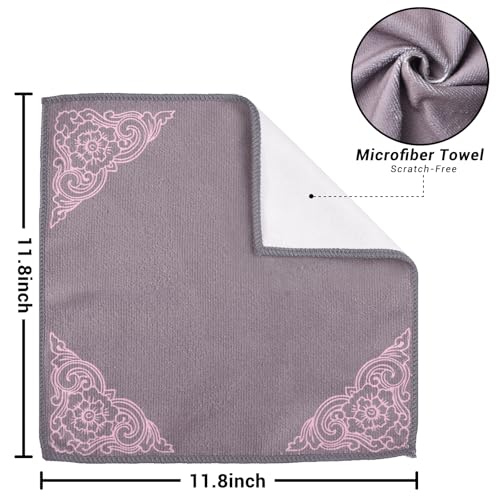 YUA Microfiber Cleaning Cloth 12 Pack,Microfiber Towels Cleaning,Microfiber Towels for Cars,Absorbent Dish Washing Cloth,Reusable Cleaning Cloths Lint Free (Gray Corner Flower) - style: Gray Corner Flower
