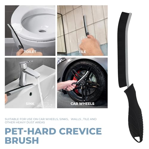 TQRR Cleaning Brush Set 3 Pcs with Soft Bristle and Hard Bristle Crevice - color: Black