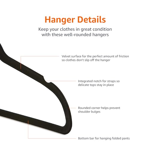 Amazon Basics Slim Velvet Non-Slip Space Saving Sturdy Suit Clothes Hangers, Closet Organizer, Black/Rose Gold, 30-Pack - color: Black and Rose Gold, size: Pack of 30