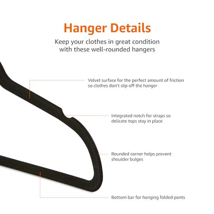 Amazon Basics Slim Velvet Non-Slip Space Saving Sturdy Suit Clothes Hangers, Closet Organizer, Black/Rose Gold, 30-Pack - color: Black and Rose Gold, size: Pack of 30