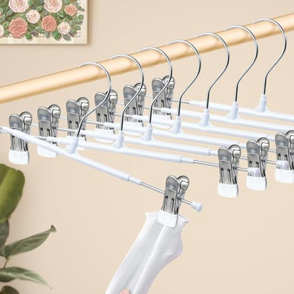 HUADYMEET 12 Inch Heavy Duty Pants Skirt Hangers with Clips,White,30 Pack - color: White, size: 12 Inch
