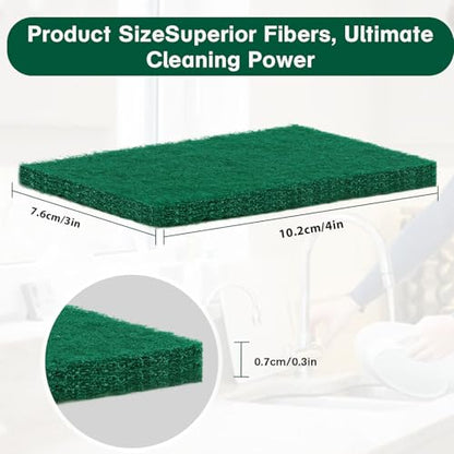 100 Pcs Scouring Pads, Dish Scrubber Scouring Pads, Green, 3x4in