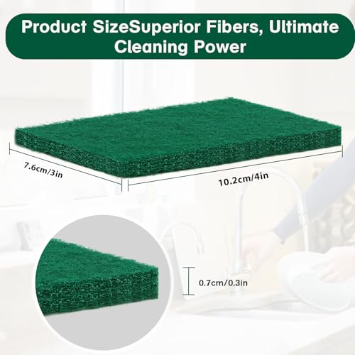 100 Pcs Scouring Pads, Dish Scrubber Scouring Pads, Green, 3x4in