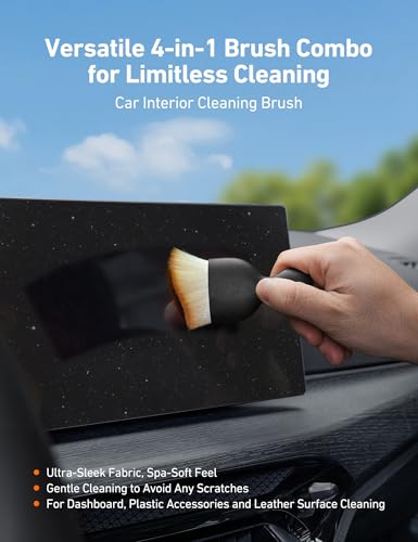 AstroAI 8pcs Windshield Cleaner Tool & Car Interior Detailing Kit - style: with 4 Detailing Brushes