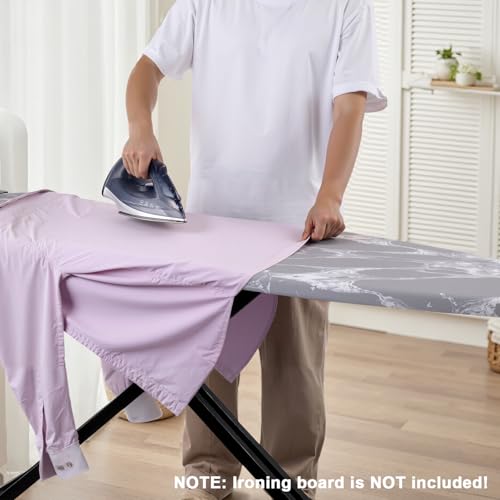 Seiritex Ironing Board Cover and Pad 54 x 15 inches, Thick Padding with Heat Reflective, Hook and Loop Fasteners with Elasticized Edges, Replacement Iron Board Cover Fit Standard Size (Gray Marble) - color: Gray Marble, size: 15x54