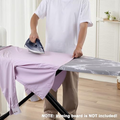 Seiritex Ironing Board Cover and Pad 54 x 15 inches, Thick Padding with Heat Reflective, Hook and Loop Fasteners with Elasticized Edges, Replacement Iron Board Cover Fit Standard Size (Gray Marble) - color: Gray Marble, size: 15x54