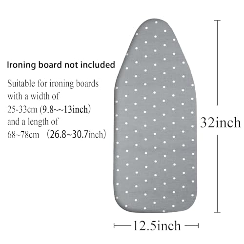 Small Ironing Board Cover Scorch Resistant, Table top Ironing Board Cover with Padding Heat Reflective Heavy Duty Pad (Gray dot, 12.5"x32") - color: Gray Dot