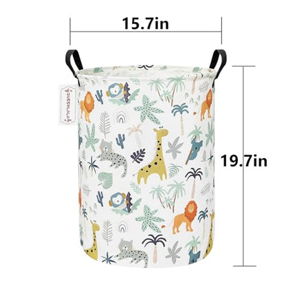 QUEENLALA Foldable Waterproof Round Fabric Laundry Basket Home, Animal - color: Round-Animal
