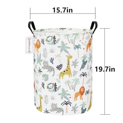 QUEENLALA Foldable Waterproof Round Fabric Laundry Basket Home, Animal - color: Round-Animal