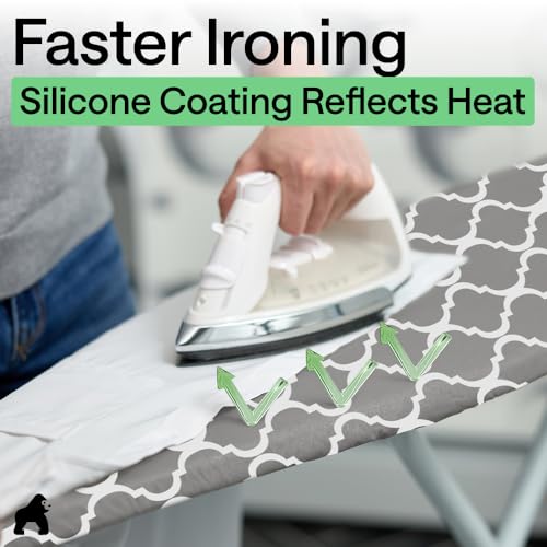 GORILLA GRIP Padded Ironing Board Cover, 15x54 Quatrefoil - color: Quatrefoil: Gray/White, size: 15" X 54"