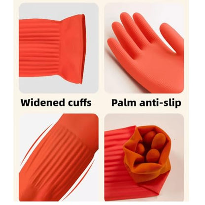 Long Plush Rubber Household Red Cleaning Gloves