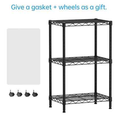 SINGAYE Small Shelves Kitchen Storage Shelf Wire Shelving Metal Adjustable - color: Black, size: 3 Tier 11.6"Dx17.6"Wx30"H