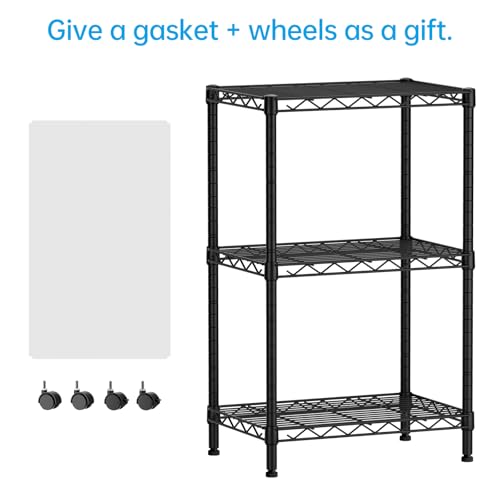 SINGAYE Small Shelves Kitchen Storage Shelf Wire Shelving Metal Adjustable - color: Black, size: 3 Tier 11.6"Dx17.6"Wx30"H