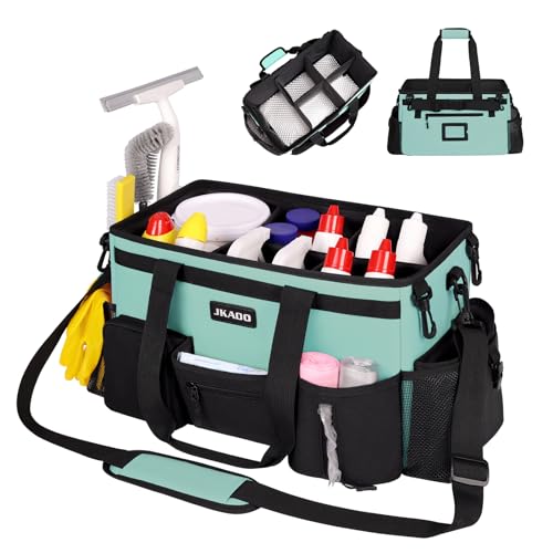 JKAOO Large Wearable Cleaning Caddy Bag with Handles, Blue Green - color: Blue-Green