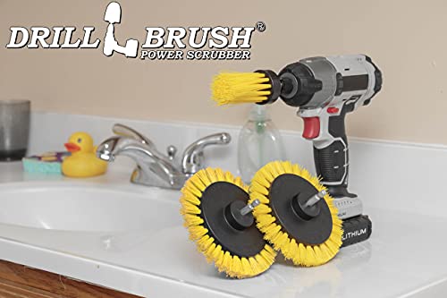 Tile and Grout Cleaning Drill Brush Set - Bathroom Scrub Brush for Drill - color: Yellow