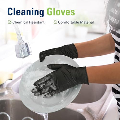 SWIFTLITE Black Nitrile Gloves Disposable Latex Free, Food Safe - color: 11-black(large 1000)