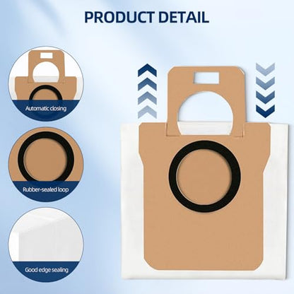 12pcs Disposable Dust Bag Replacement for Dreame L10 Ultra/L10s Ultra/L20 Ultra/L30 Robot Vacuum, Xiaomi Robot Vacuum X10/X10 Plus/X20/X20 Plus, 3L Large Capacity Replacement bags