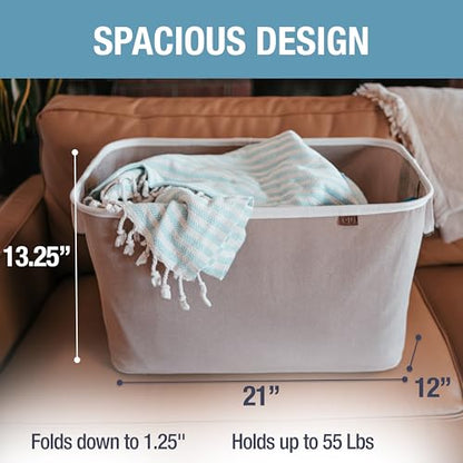 Collapsible Fabric Laundry Basket Premium, Mocha, 2 Pack - color: Mocha Cream