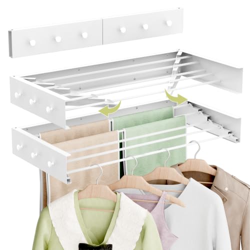 Foldable Wall-Mounted Clothes Drying Rack, 31.5 Inches, Holds up to 60 lbs - size: 31.5'' Long
