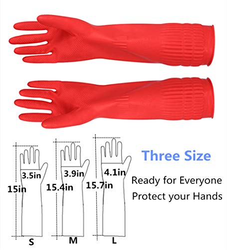 Rubber Cleaning Gloves Kitchen Dishwashing Glove 6-Pairs,Waterproof Reuseable.(Large) - size: Large (Pack of 6)
