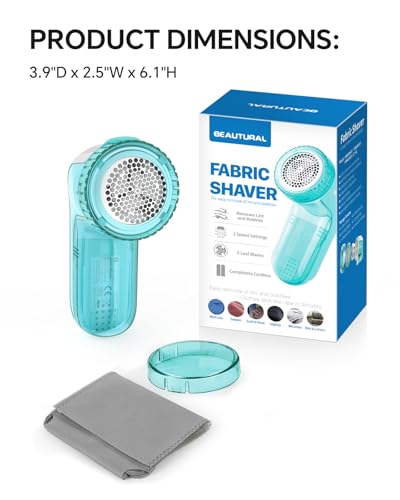 BEAUTURAL Fabric Shaver and Lint Remover, Portable Sweater Defuzzer - color: Tiffany Blue, size: Standard
