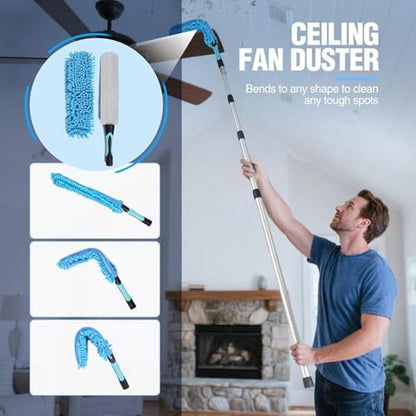15FT Window Cleaning Kit, 3-8FT Telescoping Extension Pole - size: 3-8ft