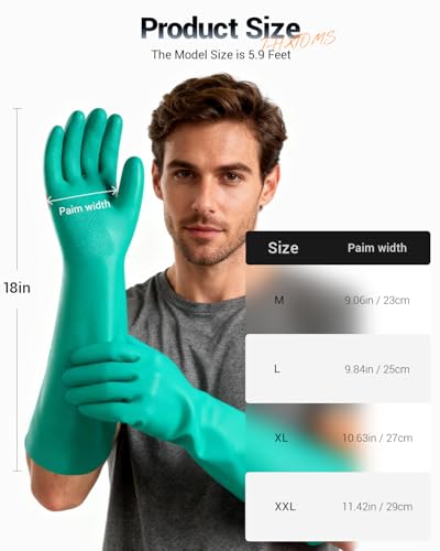 ThxToms Long Nitrile Chemical Resistant Gloves, Reusable Heavy Duty Safety Work Gloves, Acid, Alkali and Oil Protection - color: 3pairs, size: X-Large