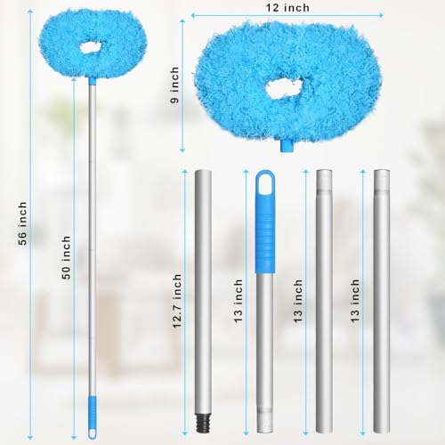 Eunice 2PCS Ceiling Fan Cleaner Duster with Extension Pole, Blue 4.2FT - color: Blue, size: 4.2FT
