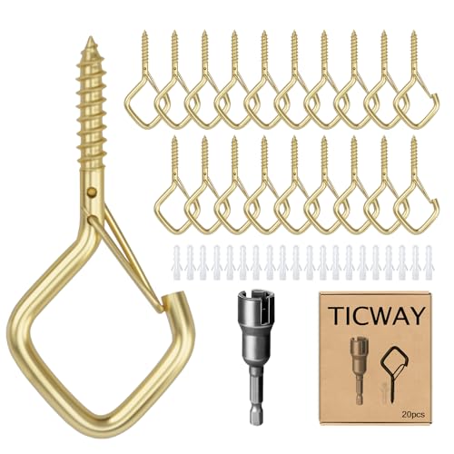 20 PCS Q-Hanger Hooks for String Lights, Ceiling Hangers for Plants & Wind Chimes, Christmas Decorations Outdoor Hooks Gold - color: Gold, size: 20
