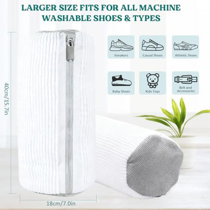 Shoe Washing Machine Bag 2 Pack, Laundry Shoe Bag for Washer and Dryer - color: White2pcs