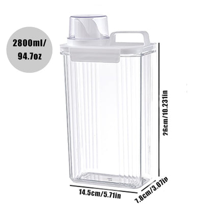 [2 Pack] Laundry Detergent Dispenser for Laundry Room Organization and Storage, 2800ml Laundry Soap Dispenser，Liquid Laundry Detergent Dispenser with 4 Removable Labels, BPA Free & Pet Plastic, Clear - style: 2800