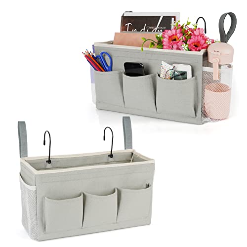Lilithye Bedside Caddy, Bedside Storage Bag Hanging Organizer for Bunk Bed - color: 2pcs Grey