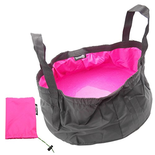 TRENDBOX Foldable Wash Basin Sink Water Bag Portable Mini 8.5L for Footbath Camping Hiking Outdoor Durable Design - color: Hot Pink