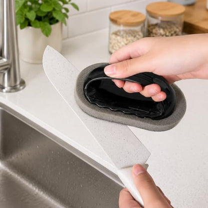 Magic Diamond Sponge Scrubber, Handle Cleaning Sponge, Brown - color: Brown