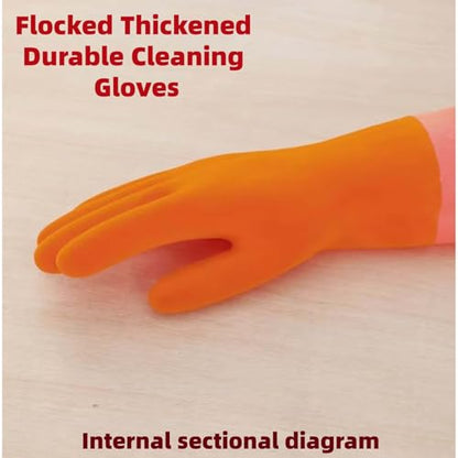 Long Plush Rubber Household Red Cleaning Gloves