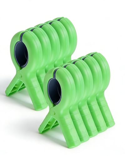 10 Pack Beach Towel Clips Heavy Duty Large Beach Essentials Chair Pool Clip - color: Green