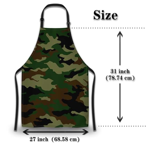 Garden Apron for Women Camouflage Funny Aprons for Men for Kitchen Cooking Restaurant BBQ Painting Crafting Gardening 27” (W) x 31” (H), Waterproof Apron - color: Camouflage