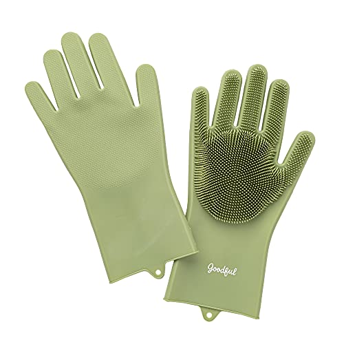 Goodful Silicone Kitchen Rubber Gloves, Oversized, Reusable, Waterproof - color: Sage, size: One Size