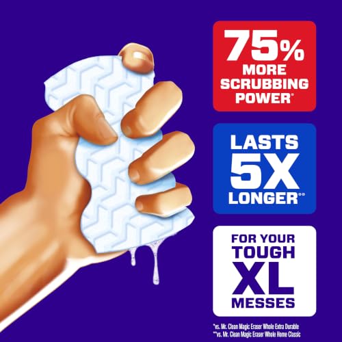 Mr. Clean Magic Eraser Sponge, All Purpose Cleaner, Long Lasting Cleaning Scrubber, Wall, Sneaker, Oven, Kitchen, Bathroom, Shower Cleaner, Cleaning Supplies, Whole Home Extra Durable XL, 8ct - size: 8 Count (Pack of 3)